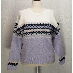 525 America Lavender Metallic Zig‑Zag Knit Sweater Women’s Large NWT